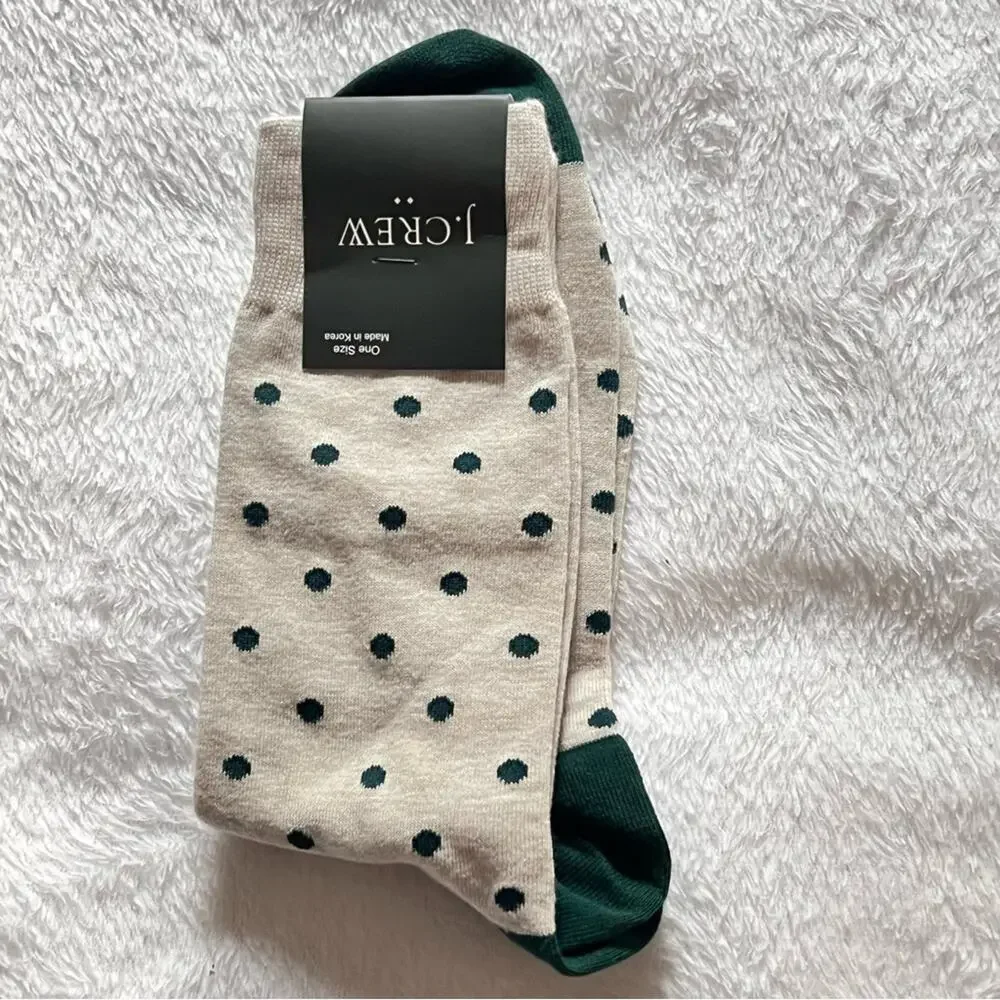 J.Crew Men’s Gray and Green Dot Socks NWT OS